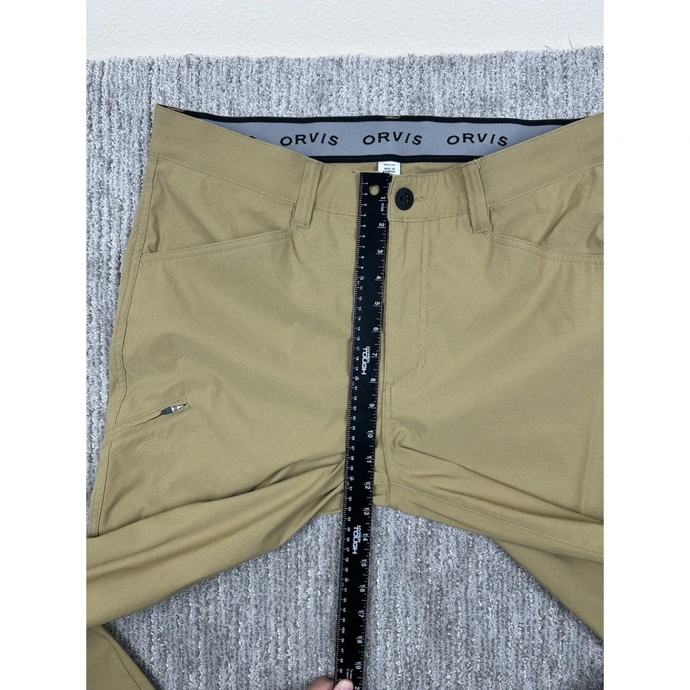 Orvis Pants Mens 36x29 Beige Stretch Water Repellent Hiking Cargo Nylon Outdoor